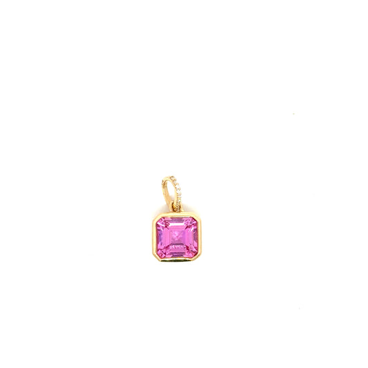 Pink Sapphire with Diamond Bale Pendant