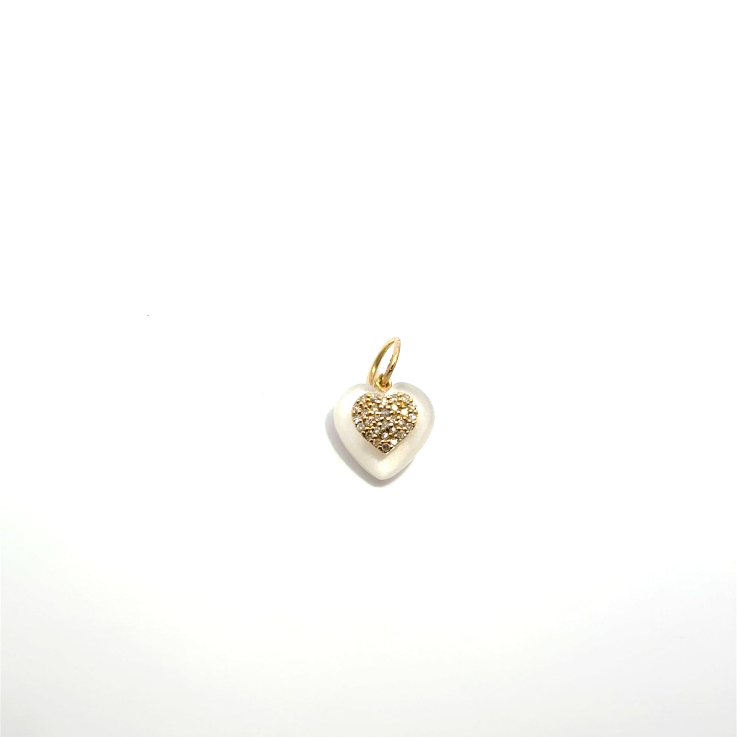 Mother of Pearl Heart with Pave Diamond Heart