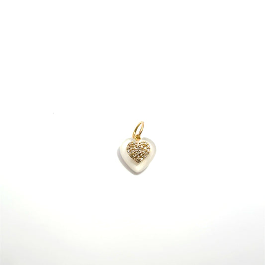 Mother of Pearl Heart with Pave Diamond Heart