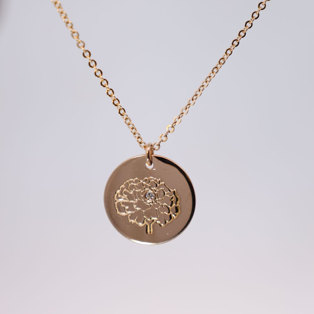 Diamond Birth Flower Necklace