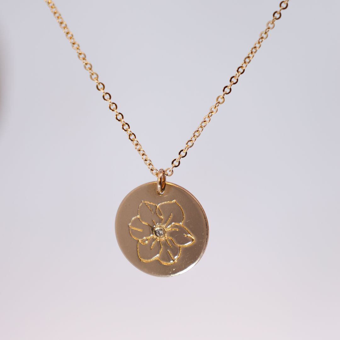 Diamond Birth Flower Necklace