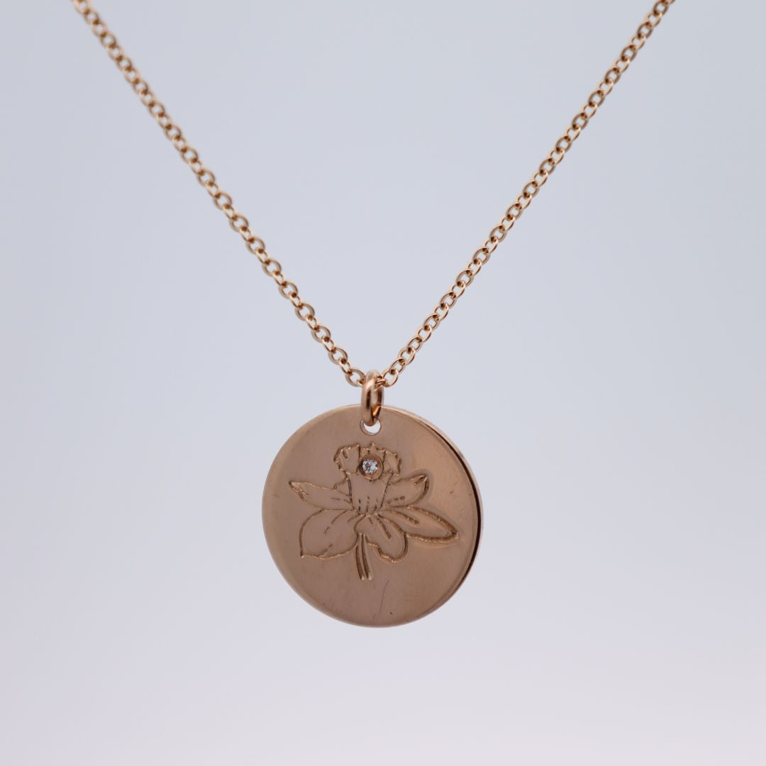 Diamond Birth Flower Necklace