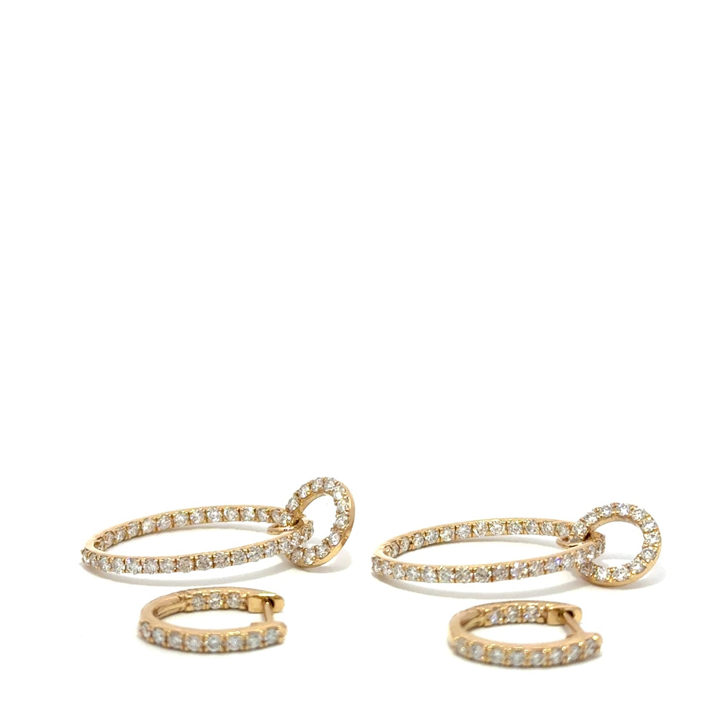 Diamond Double Hoop Drop Earrings