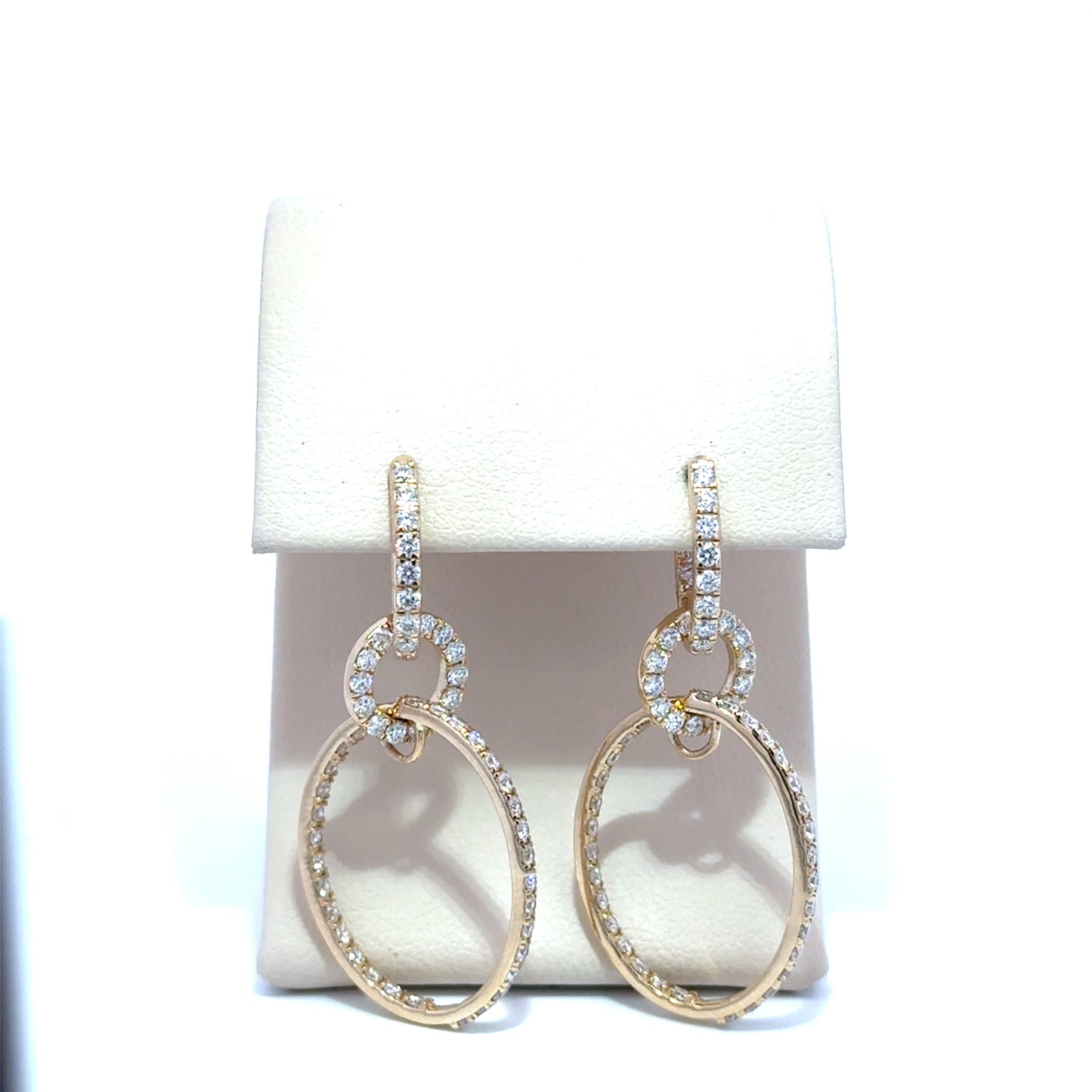 Diamond Double Hoop Drop Earrings