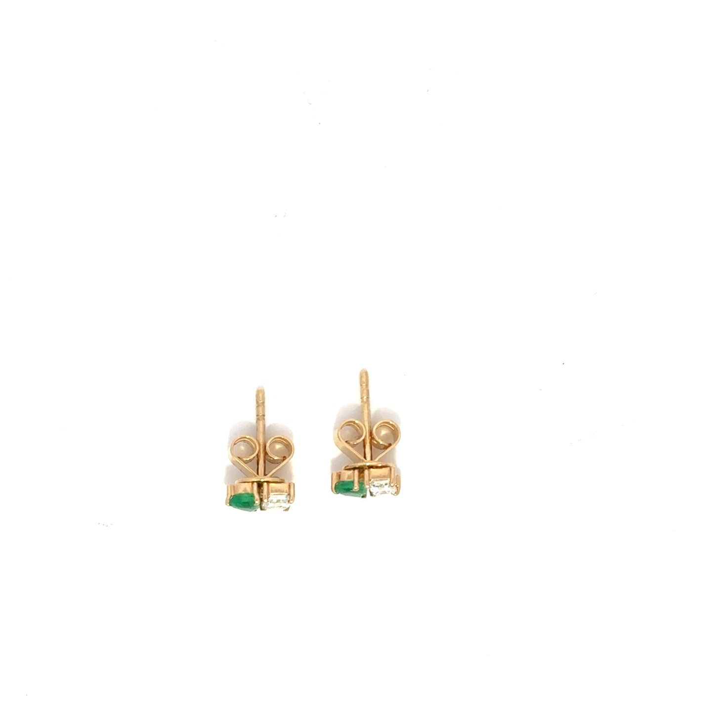 Emerald Teardrop and Diamond Emerald Cut Cluster Studs
