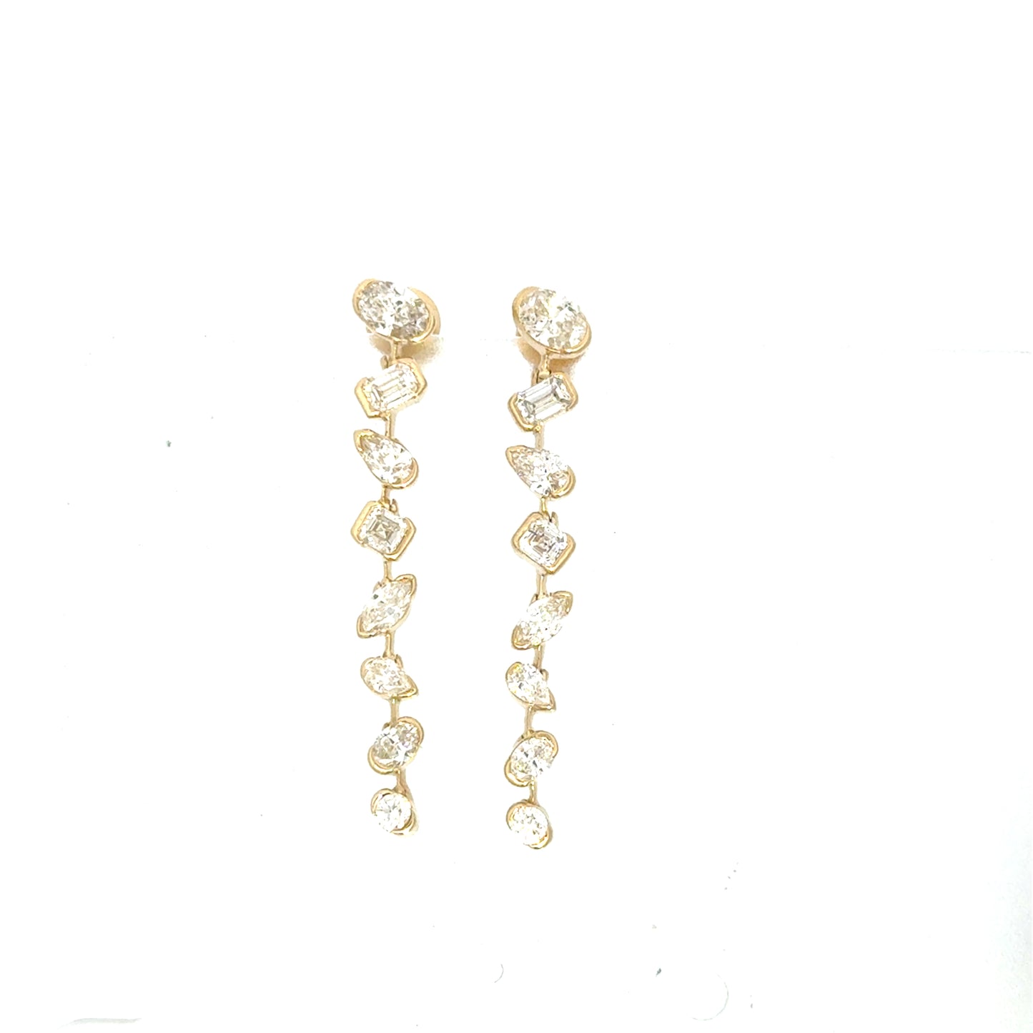 Multi Shape Diamond Bezel Drop Earrings