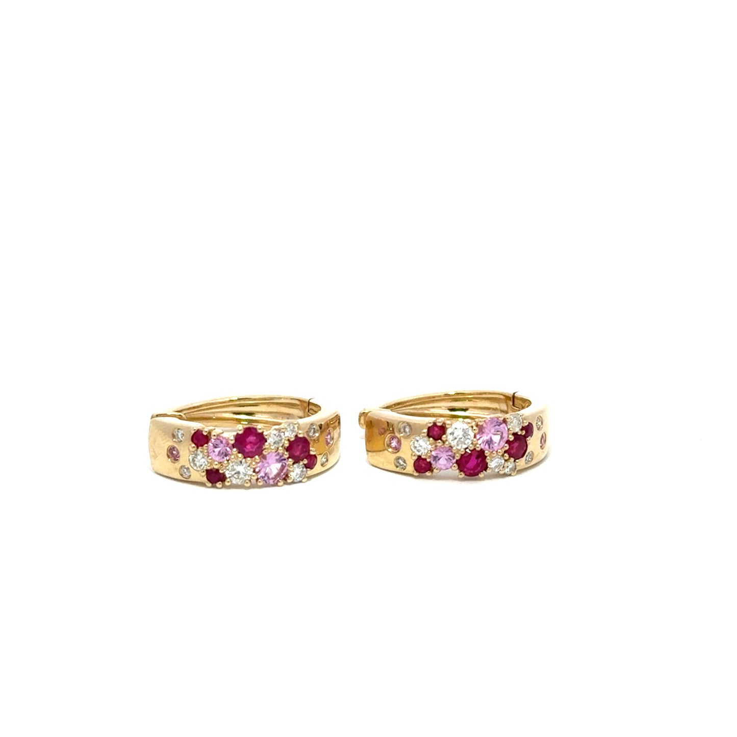 Diamond, Ruby and Sapphire Hoops