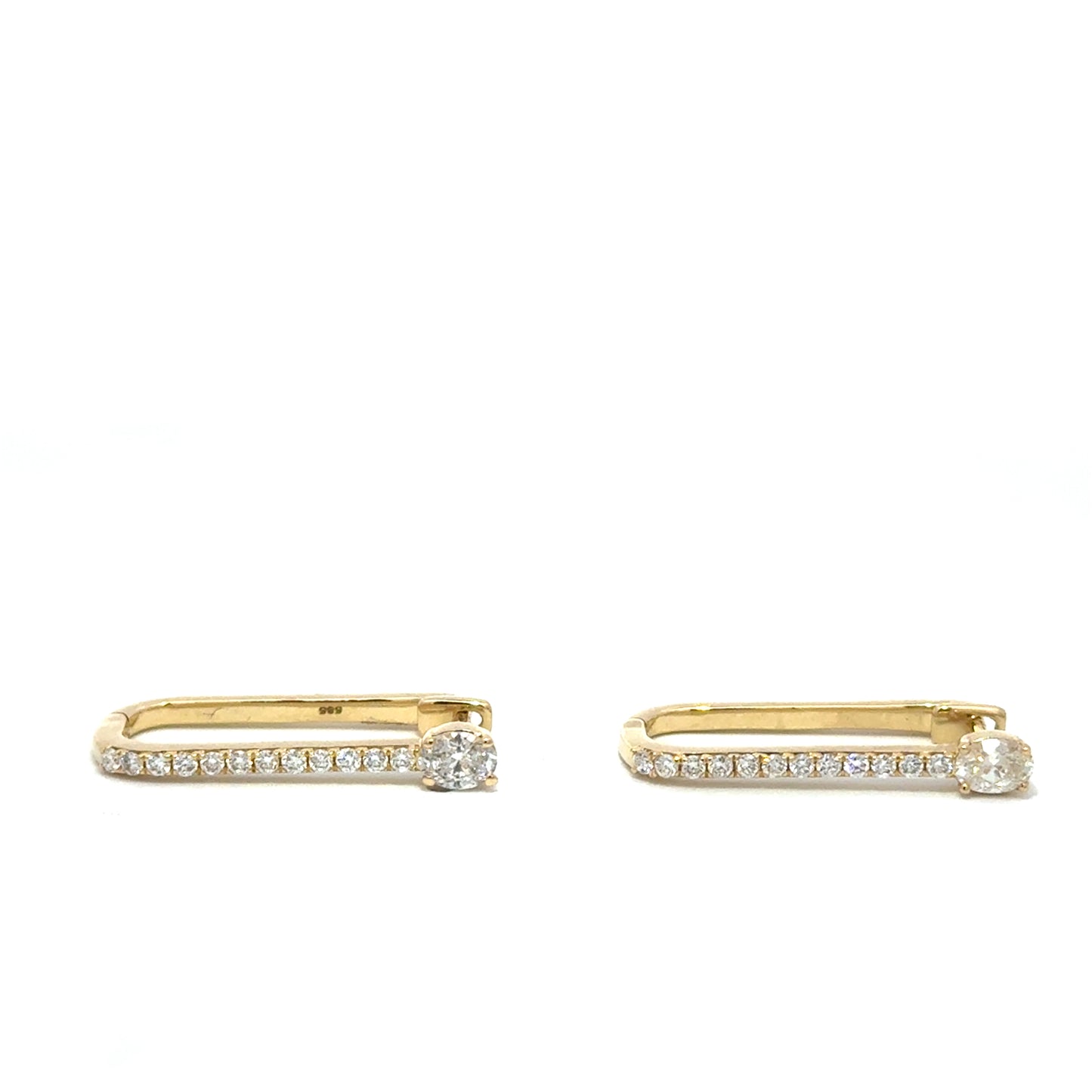 Diamond Oval Clip Earrings