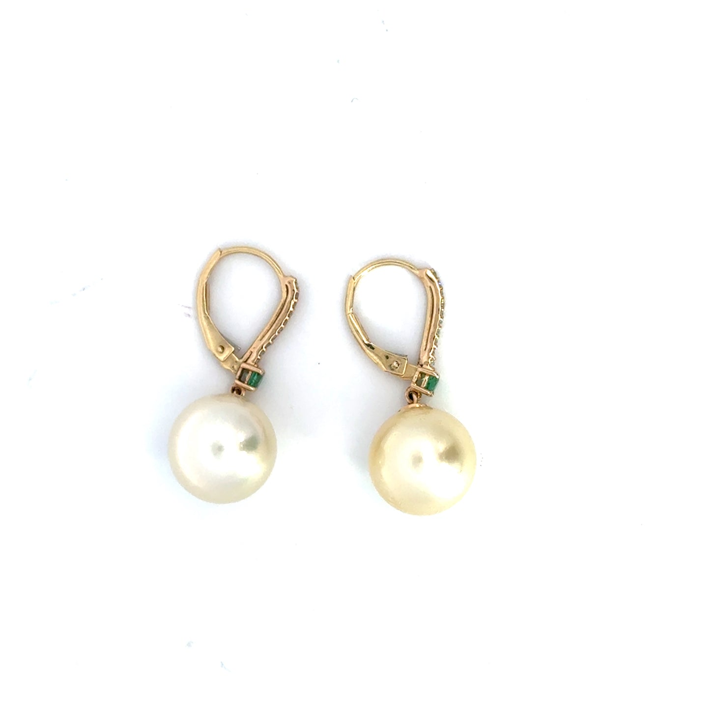 Diamond Leverback with Emerald and Pearl Drop