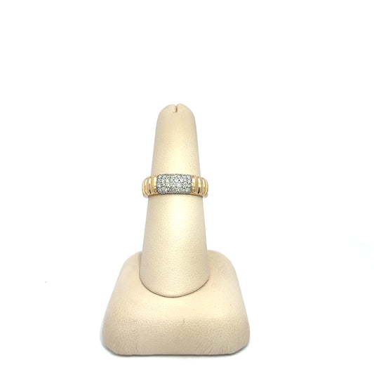 Pave set Ridged Dome Ring
