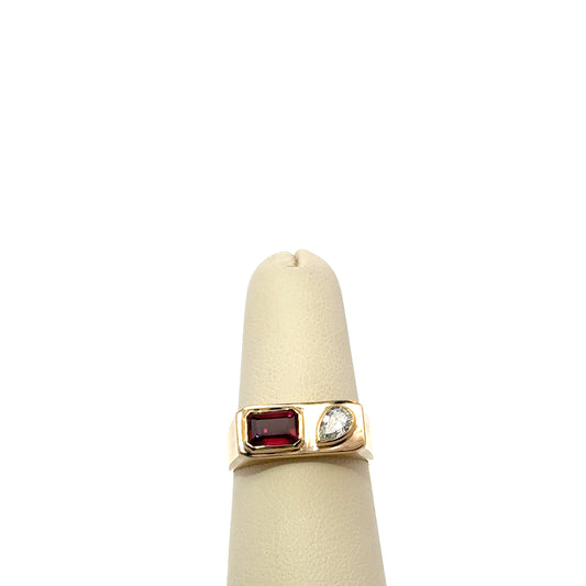 Diamond and Pink Tourmaline Signet Ring