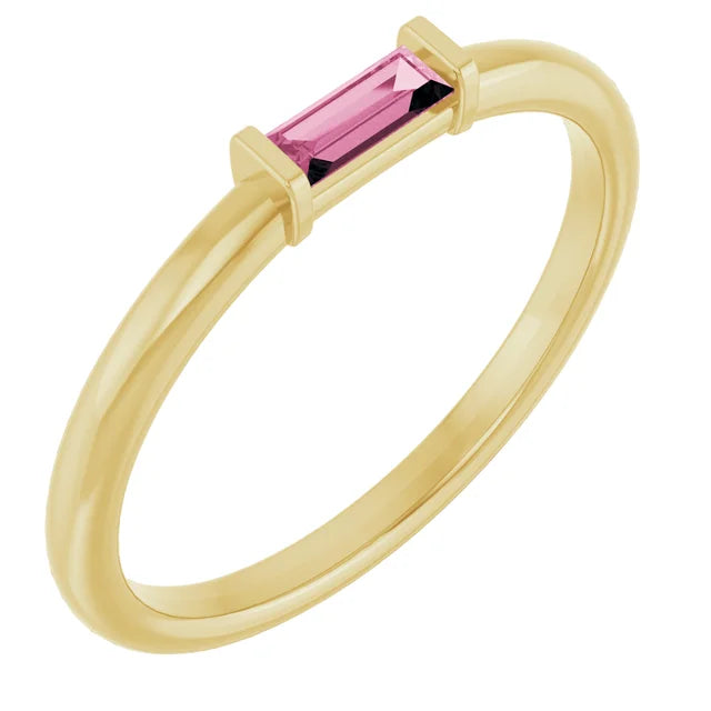 14k Pink Tourmaline Stacking Ring