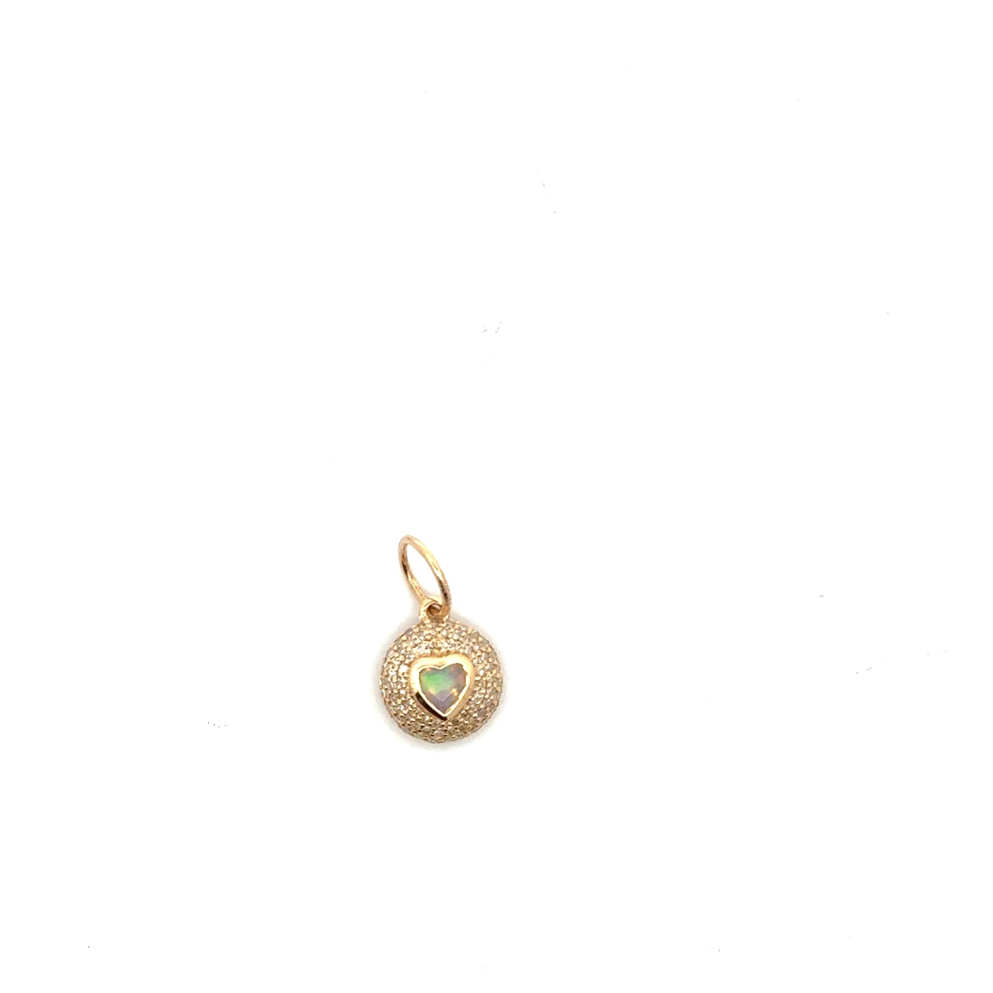 Diamond Dome Charm with Heart Gemstone
