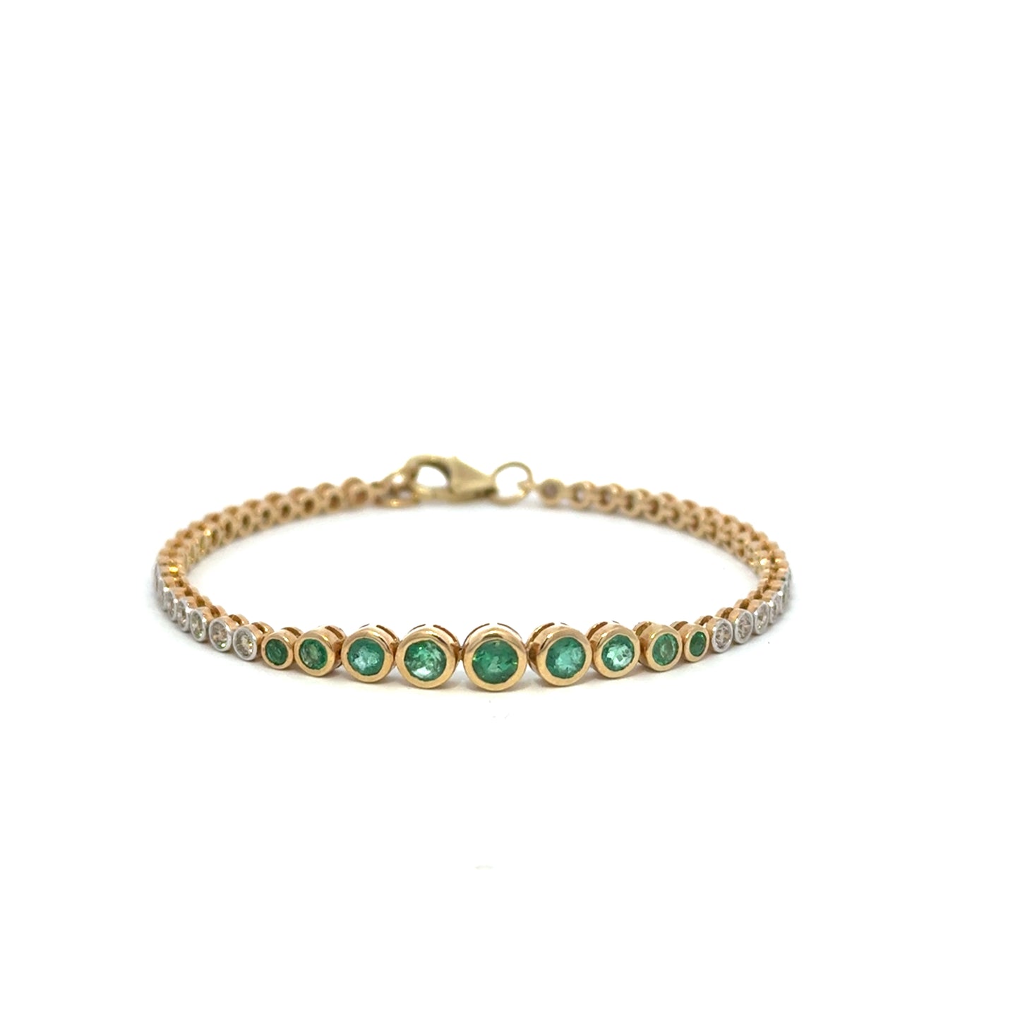 Emerald and Diamond Bezel Tennis Bracelet