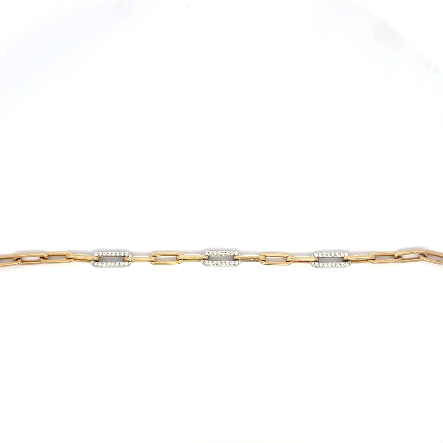 Alternating Diamond Link Flat Draw Bracelet