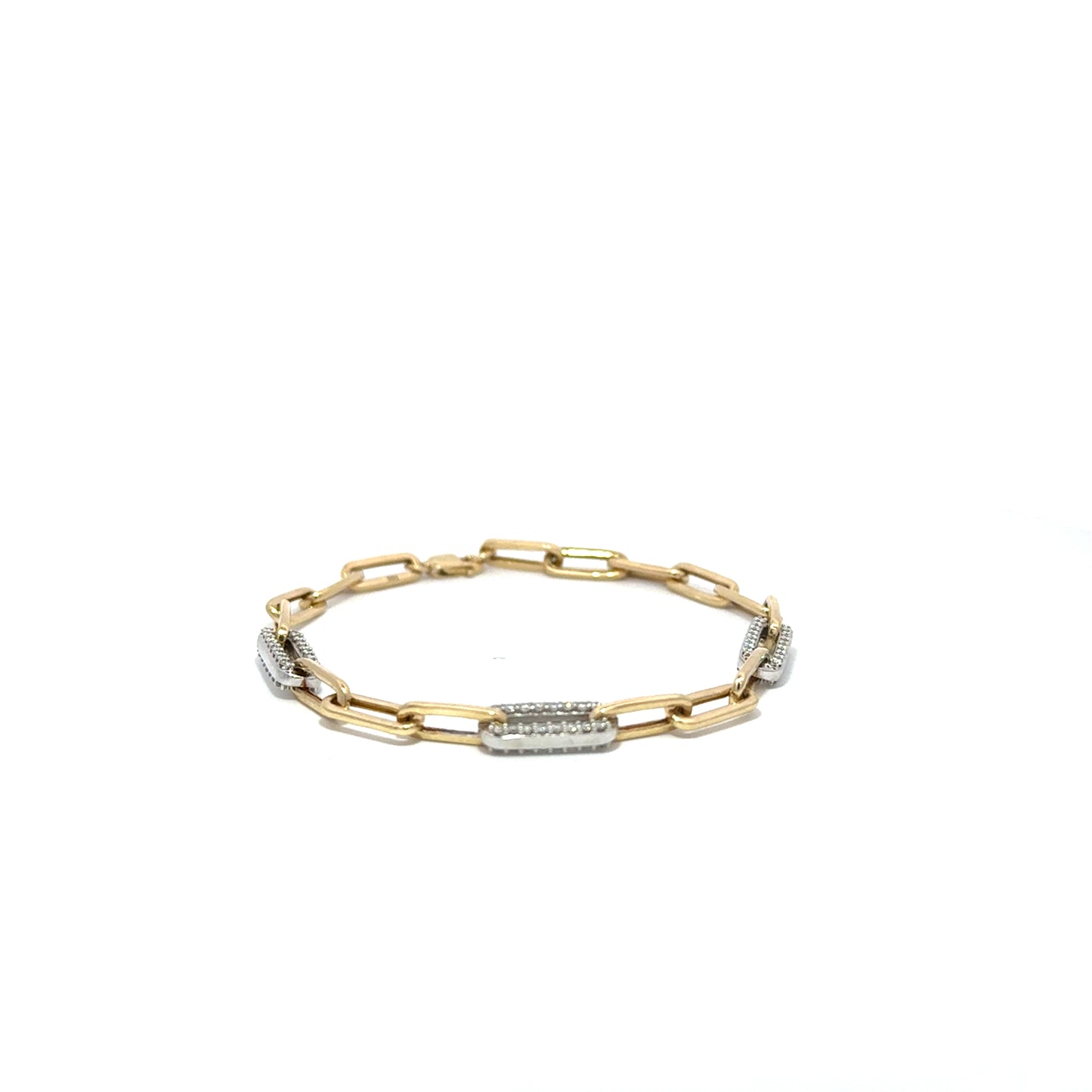 Alternating Diamond Link Flat Draw Bracelet