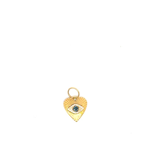 Heart Charm with Diamond and Blue Sapphire Eye