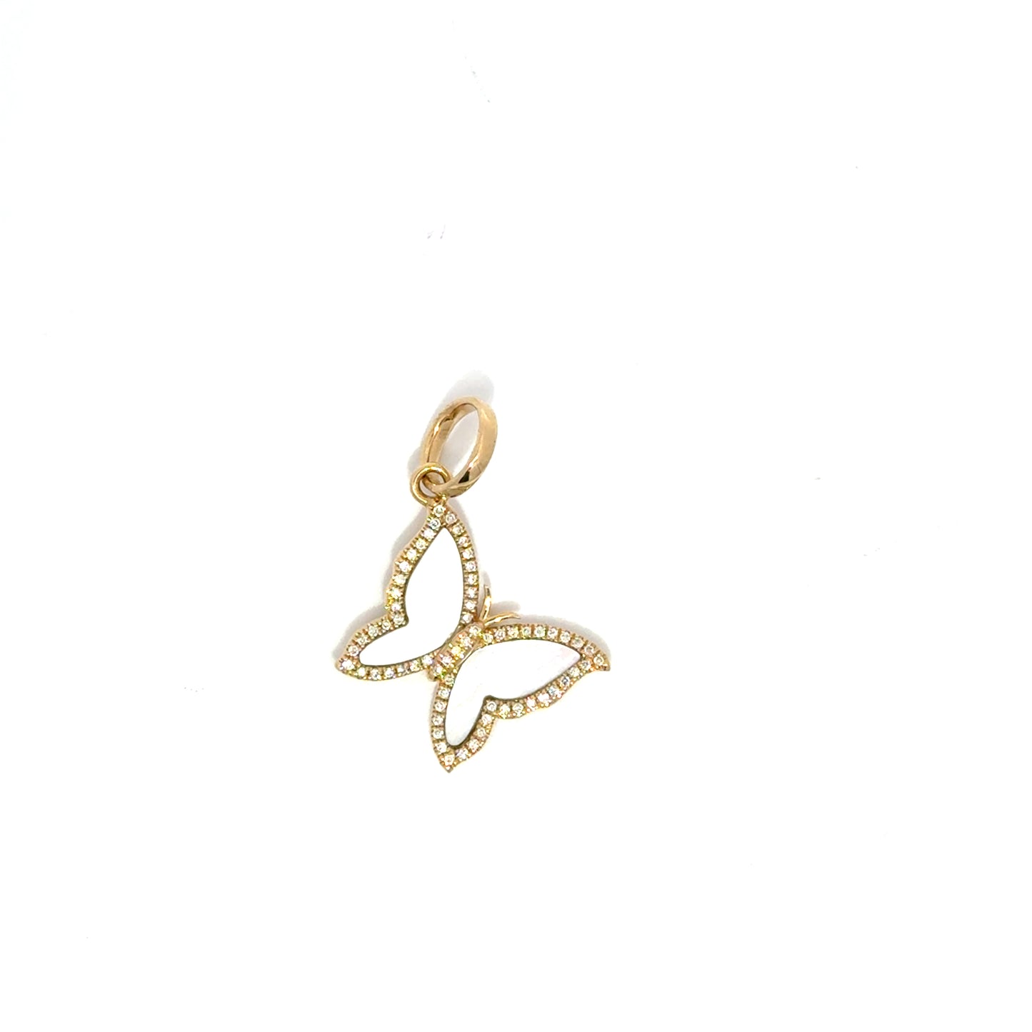 Mother of Pearl and Diamond Butterfly Charm