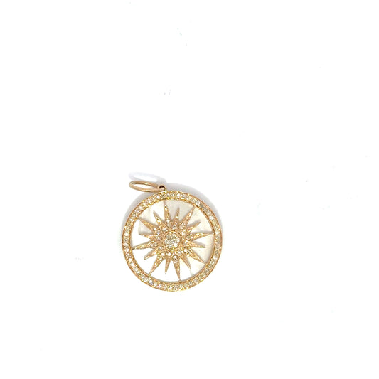 Mother of Pearl and Diamond Starburst Charm