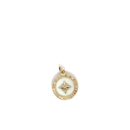 Diamond Halo with White Opal Star Charm