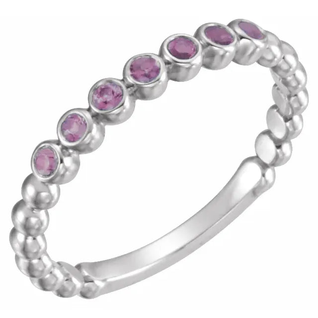 Amethyst Bead Stacking Ring
