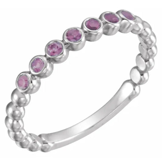 Amethyst Bead Stacking Ring