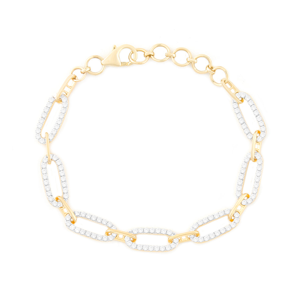 14k Alternating Diamond Link Bracelet