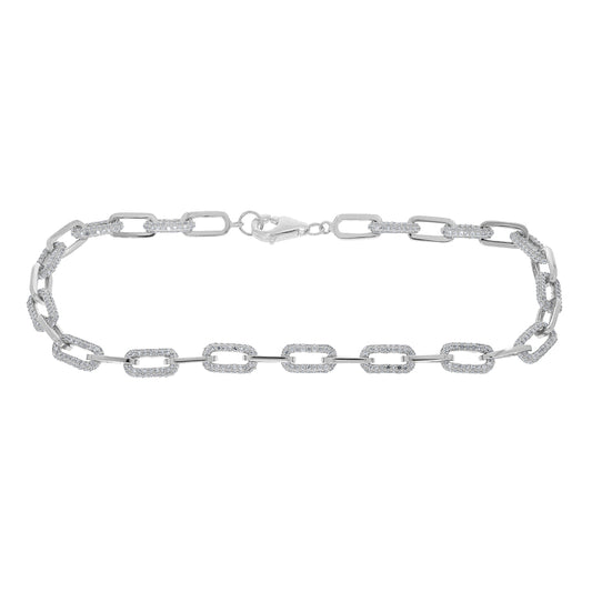 14kwg Alternating Diamond Link Bracelet