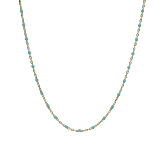 14k Darling Bead Necklace Aqua