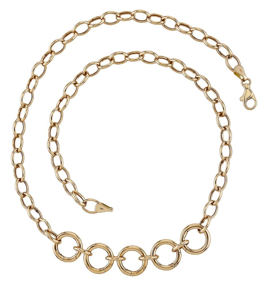 14k Round Link Charm Necklace