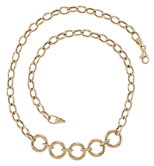 14k Round Link Charm Necklace