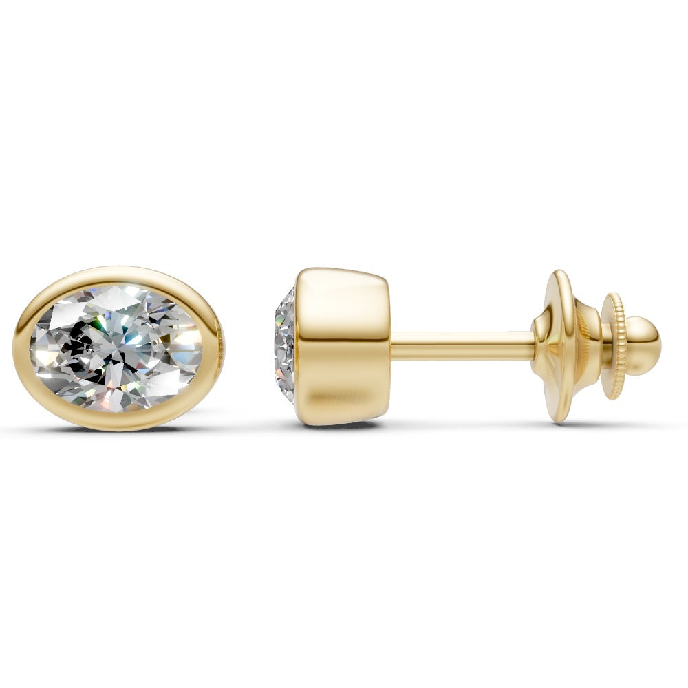 Oval Diamond Stud Earrings