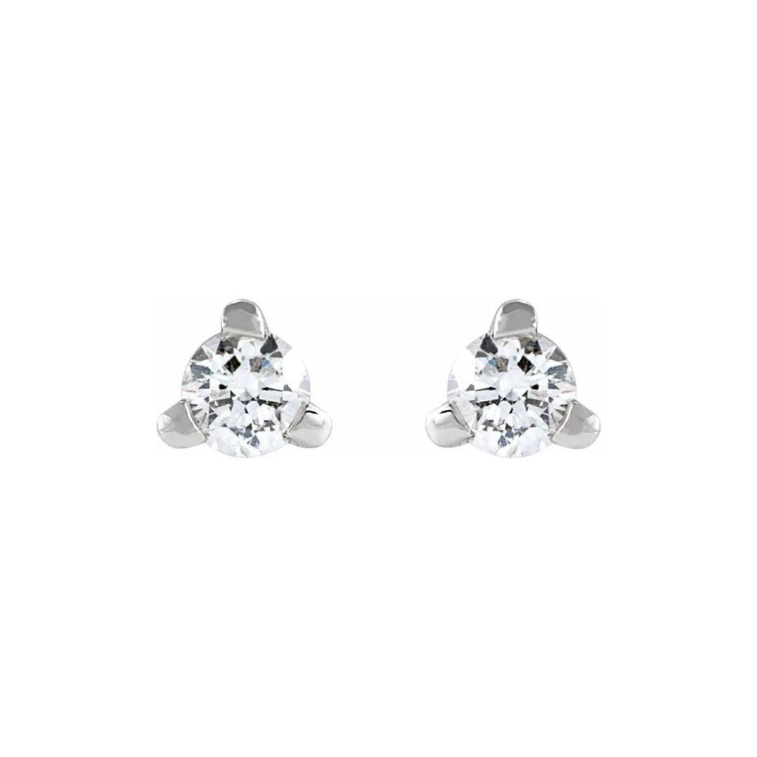 Three Prong Diamond Flat Back Studs - Nashelle