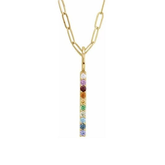Multi-Gemstone Rainbow Bar Necklace - Nashelle