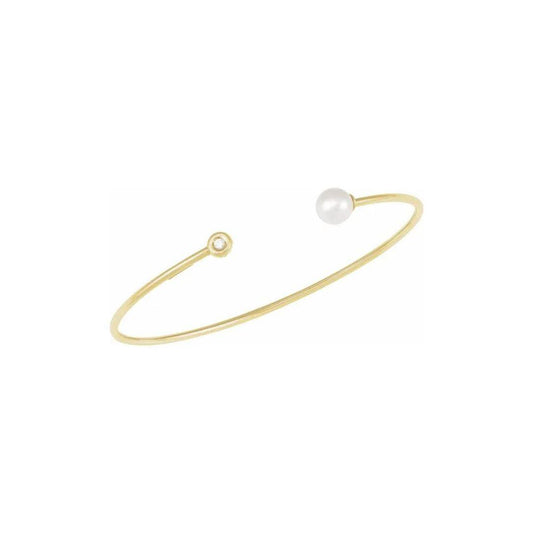 Freshwater Pearl & Diamond Cuff - Nashelle