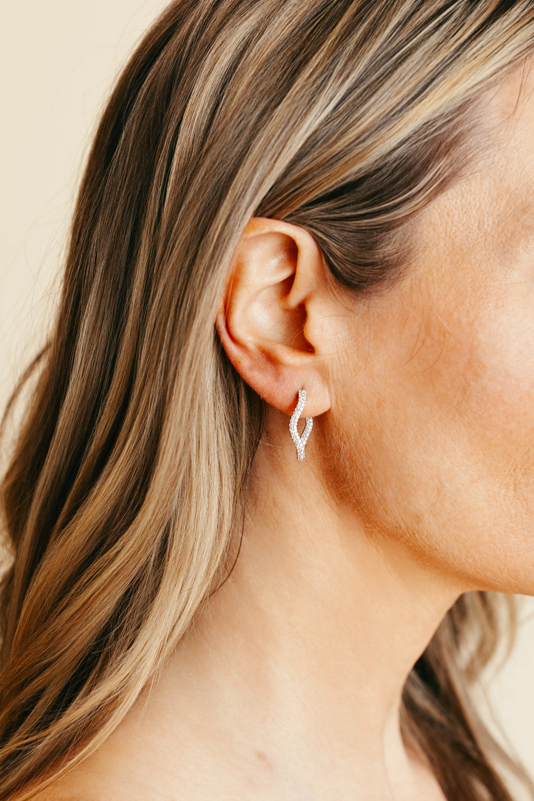 Diamond Wavy Hoops