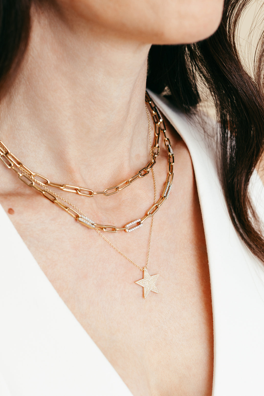 Alternating Diamond Flat Draw Necklace
