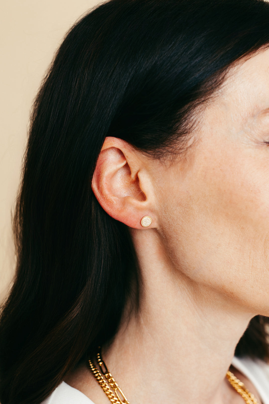 Diamond Pave Button Studs