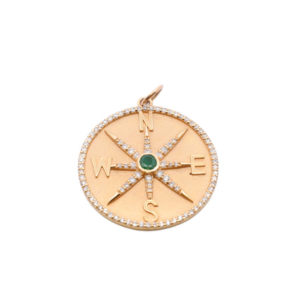 Emerald and Diamond Compass Pendant - Nashelle