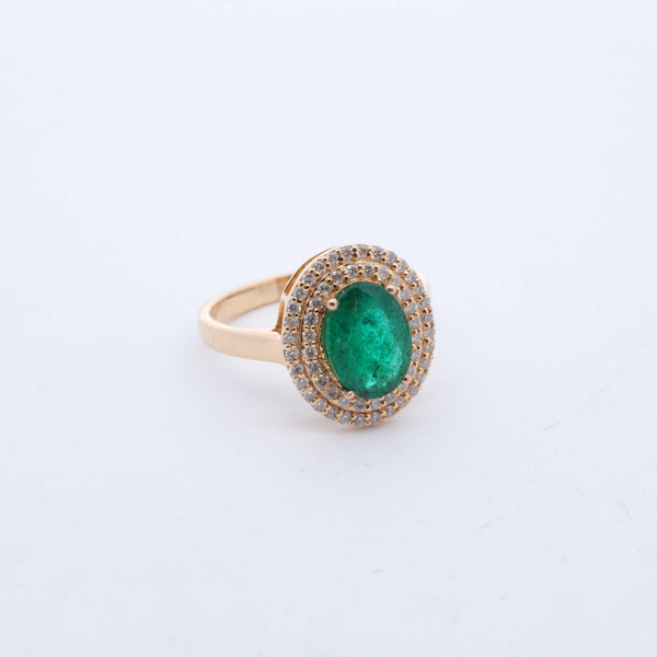 Oval Emerald & Diamond Cocktail Ring - Nashelle