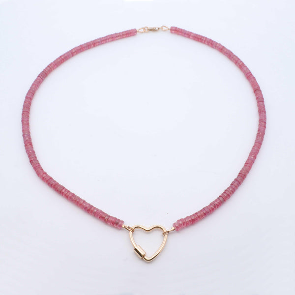 Pink Sapphire & Heart Necklace - Nashelle