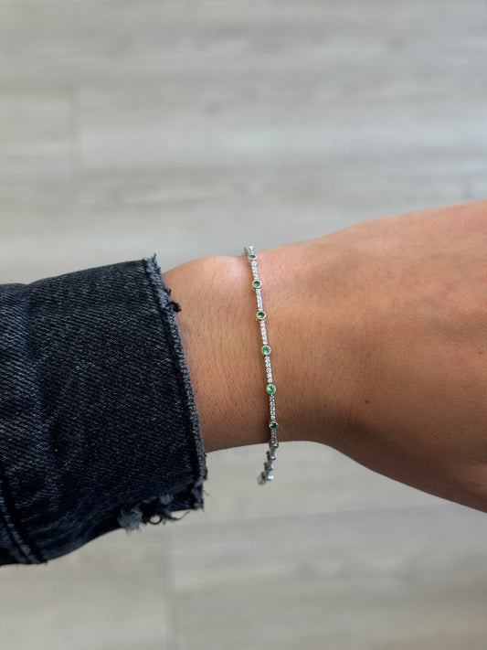 18K Emerald and Diamond Link Tennis Bracelet
