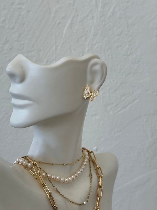 Diamond Butterfly Studs