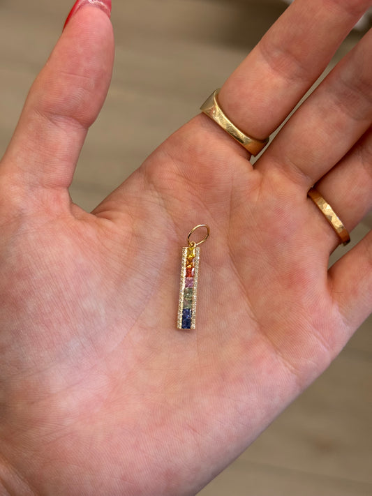 Rainbow Sapphire and Diamond Charm