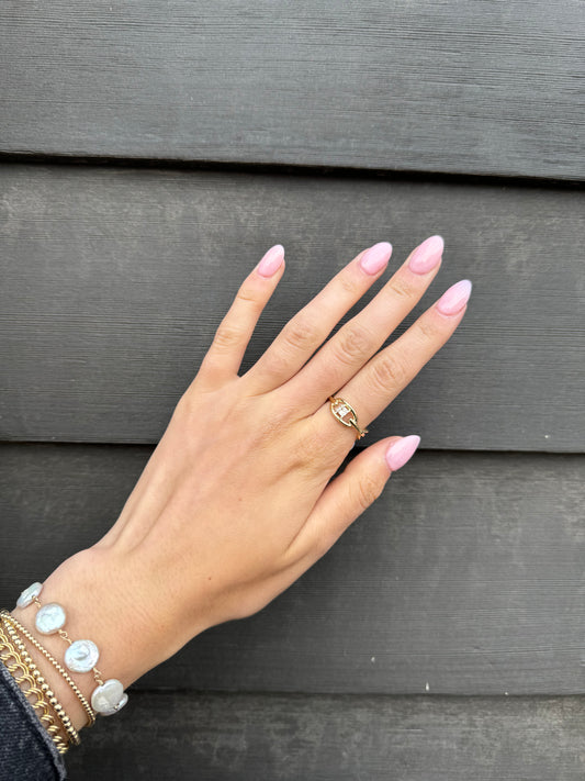 Diamond Oval Link Ring