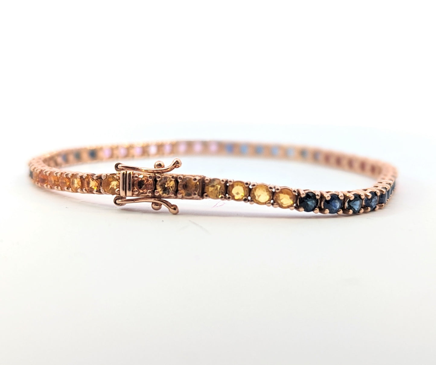 14K Multi Sapphire Tennis Bracelet