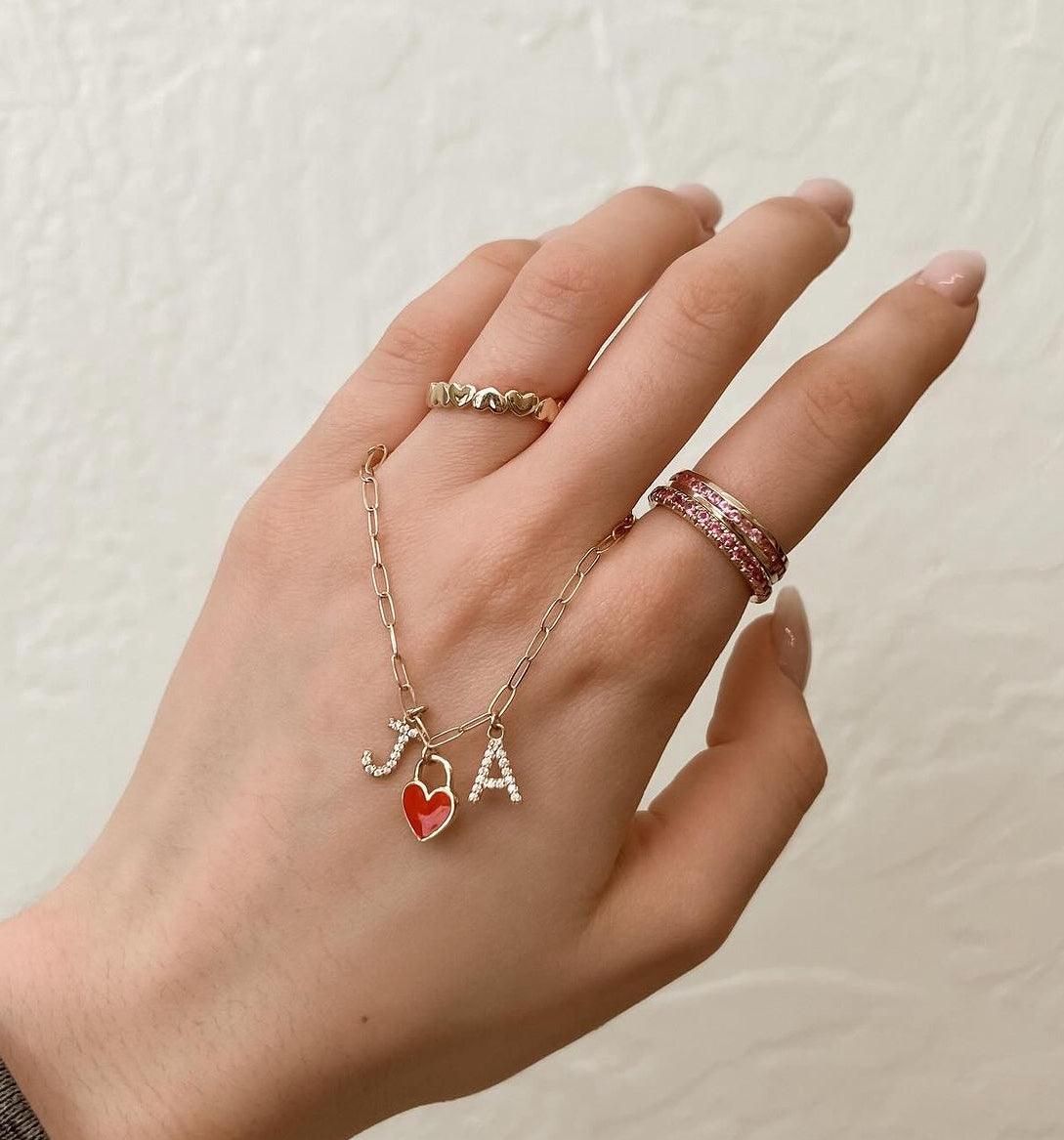 Red Enamel Heart Charm - Nashelle
