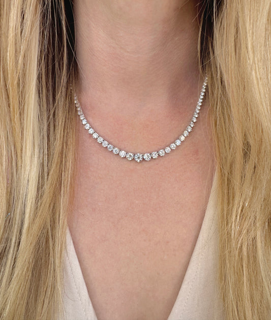 LE 270 14KW 15ctw LAB GROWN Diamond three prong graduated tennis necklace