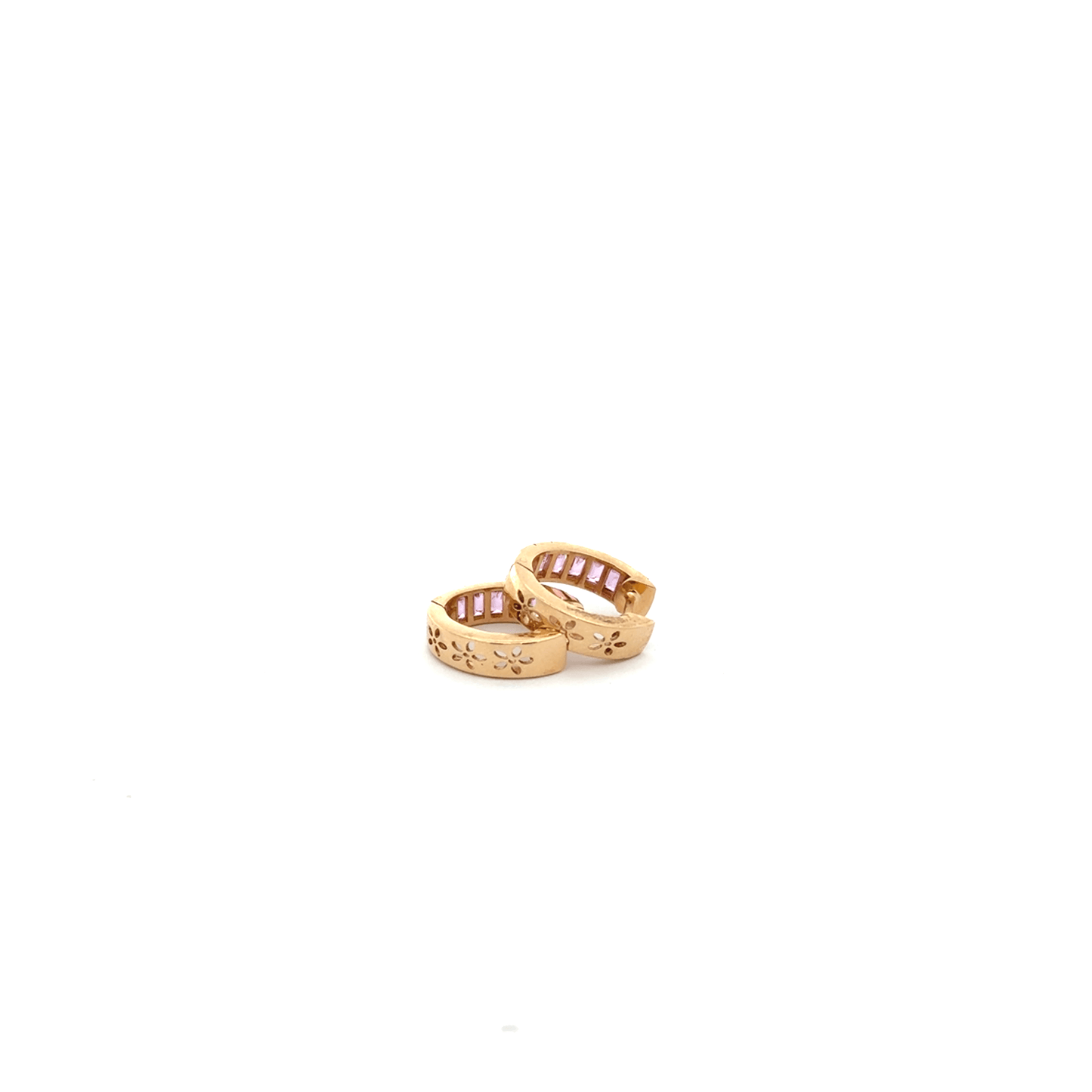 Baguette Pink Sapphire Huggies