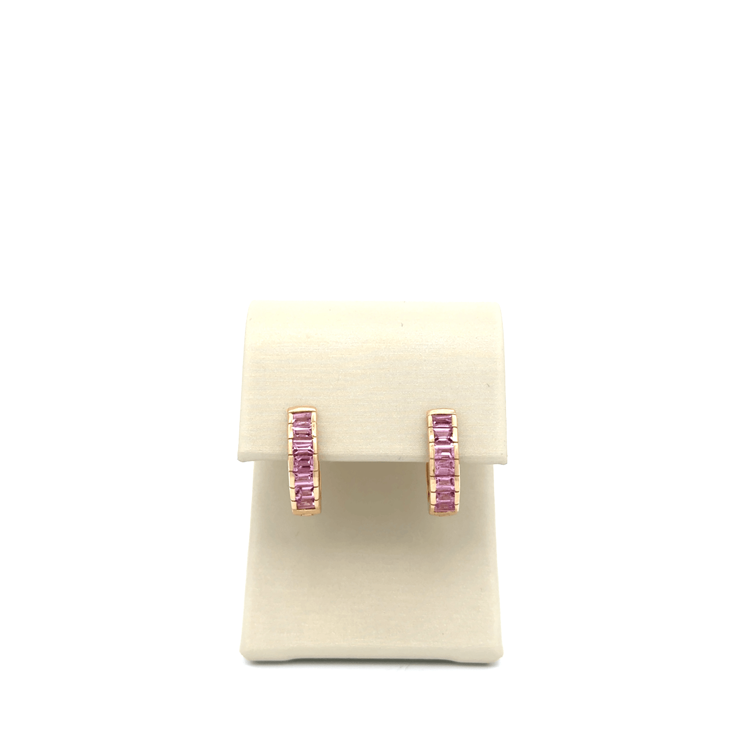 Baguette Pink Sapphire Huggies